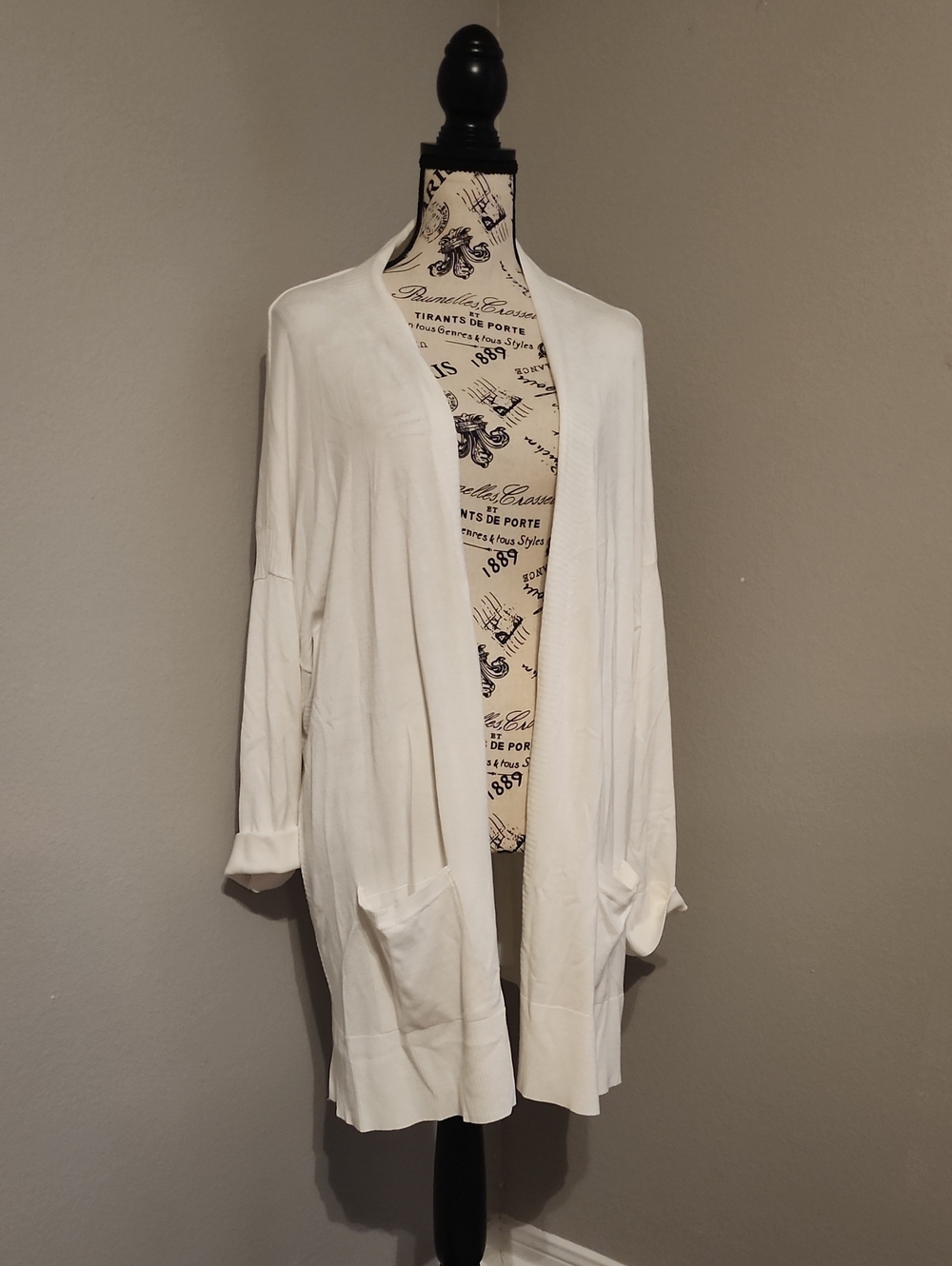 Terra & Sky Soft White Open-Front Women's Cardigan Plus Size 3X